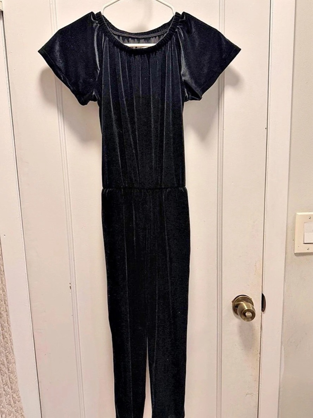 Gap Girls Black Short Sleeve Velvet Jumpsuit Size Large